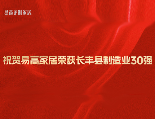 祝賀易高家居榮獲“長豐縣制造業(yè)30強”榮譽稱號！